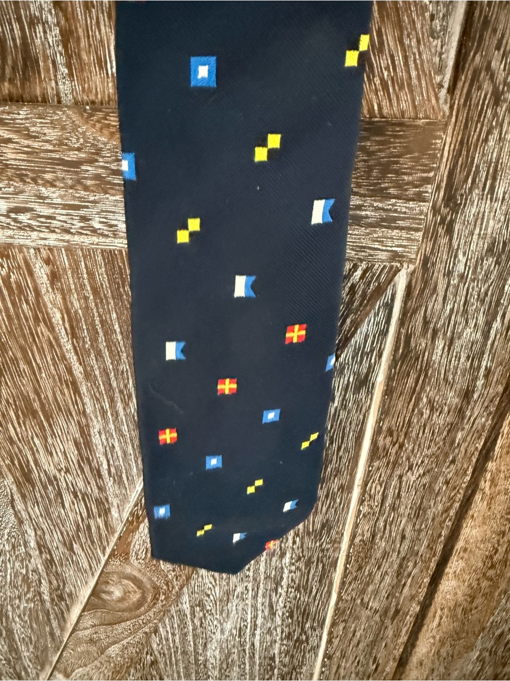 BAEKGAARD Vintage Navy Tie with Nautical Signal Dot Pattern